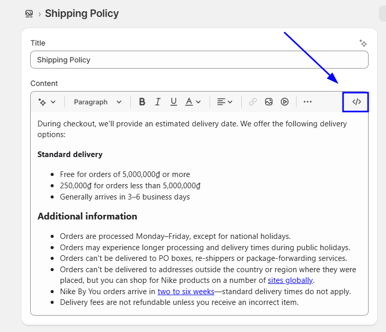 Edit page HTML to add anchor targets